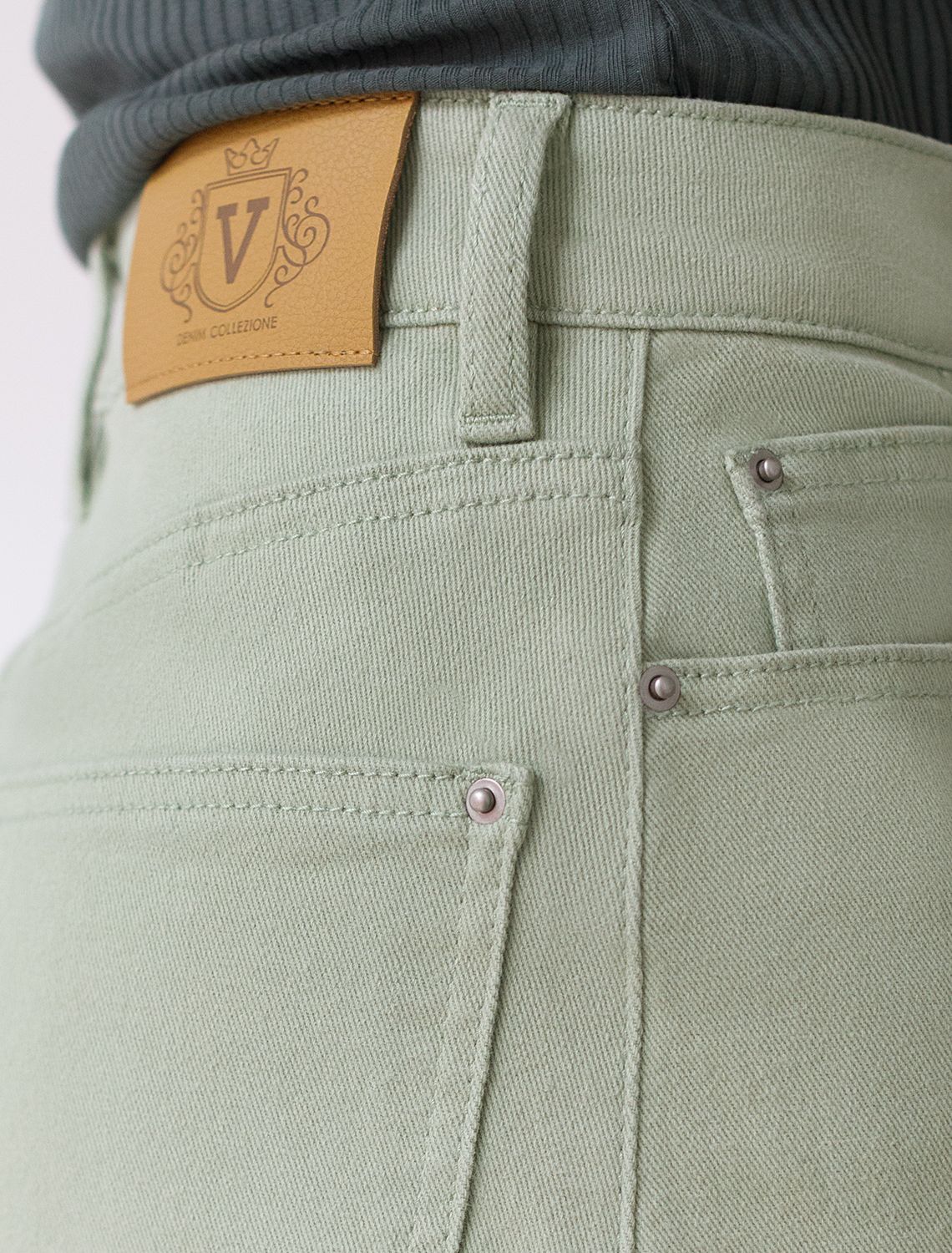 Юбка из денима с эластаном D56.114 светло-оливковый