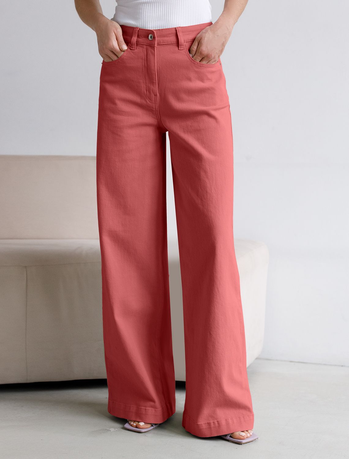 Джинсы из денима с эластаном D54.137 темно-коралловый