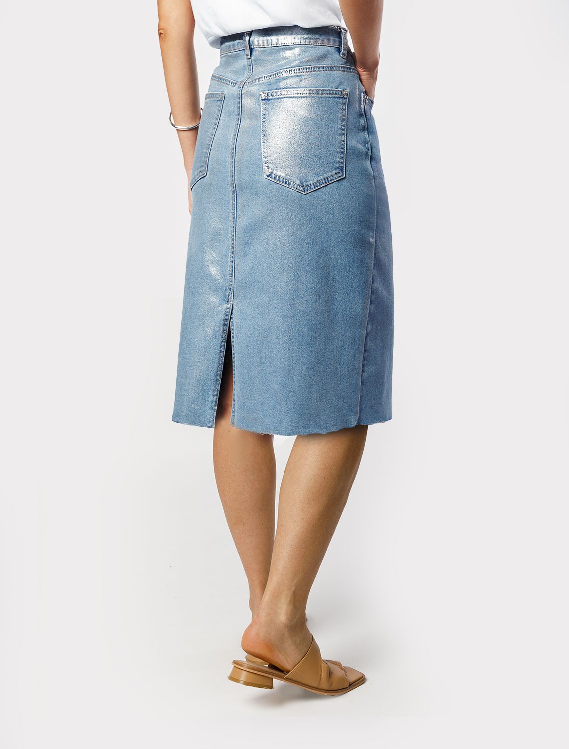 Юбка с металлизированным покрытием D56.120 голубой-серебряный