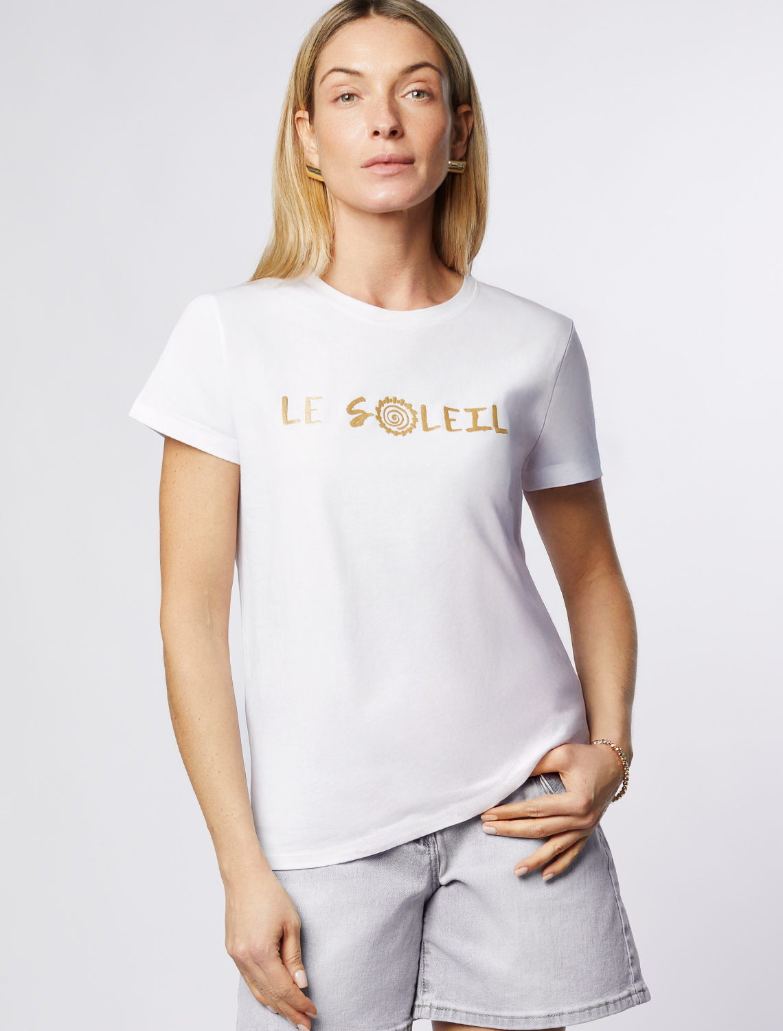 Футболка из 100% хлопка с авторским принтом D49.092 белый_le_soleil