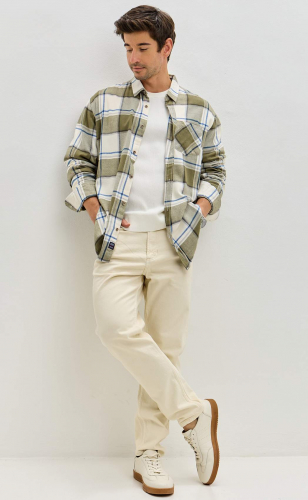 Рубашка F521-0460 khaki-milk