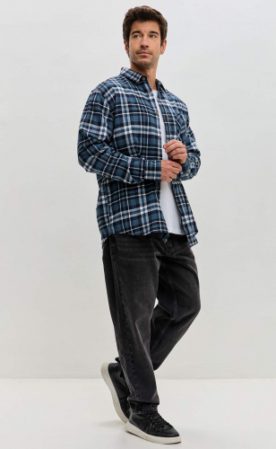 Рубашка F521-0460 blue-white