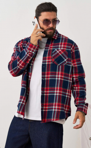 Рубашка F521-0460 blue-bordo