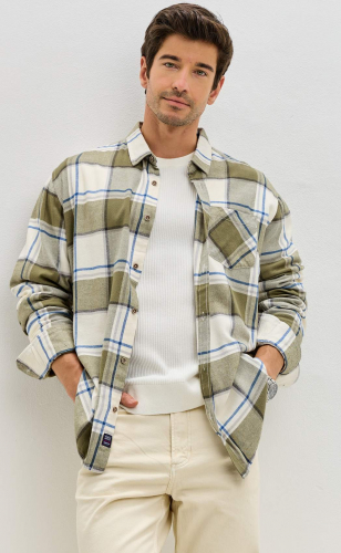 Рубашка F521-0460 khaki-milk