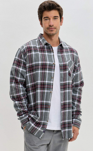 Рубашка F521-0460 grey-bordo