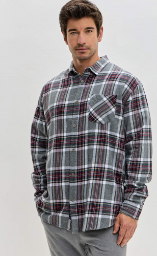 Рубашка F521-0460 grey-bordo