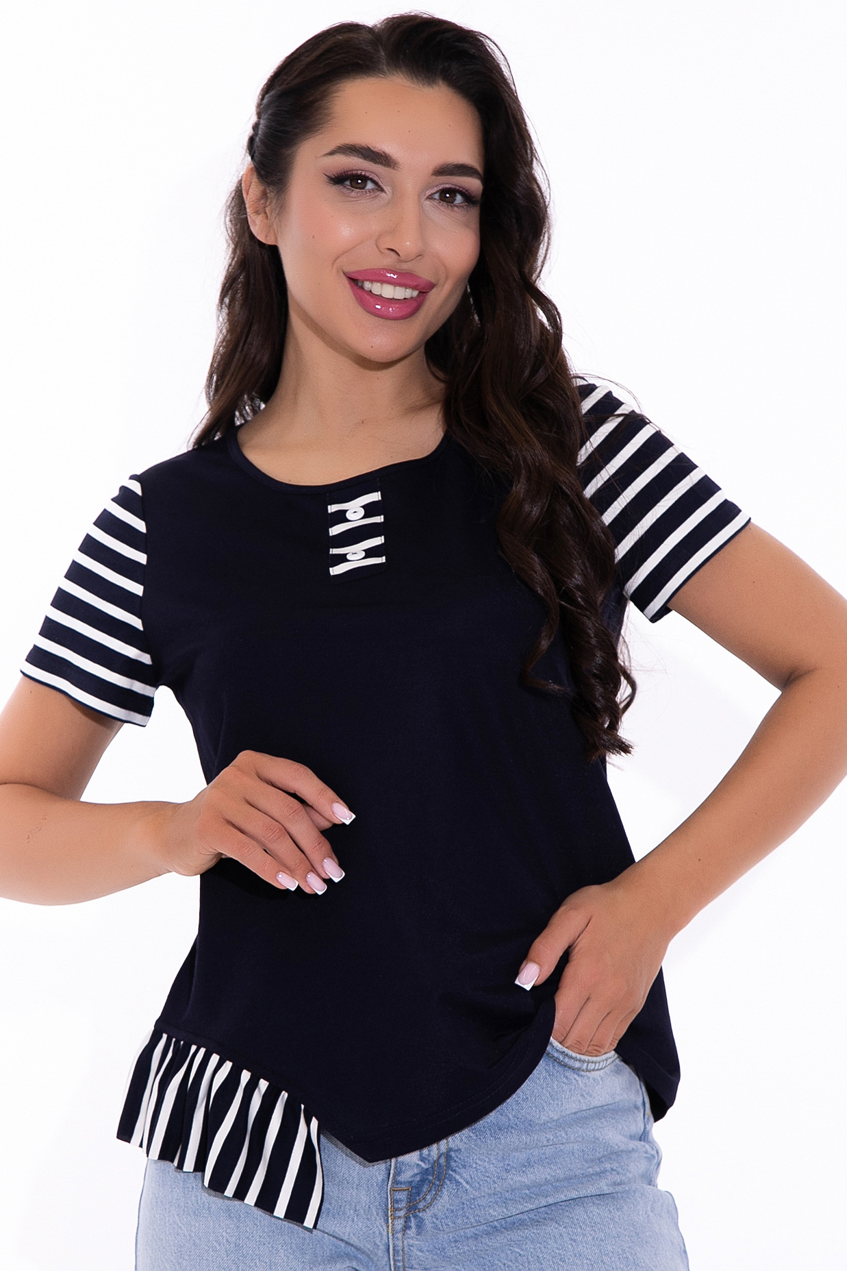 СТ. ЦЕНА 980 руб//Блузон На своем месте (тёмно-синий)