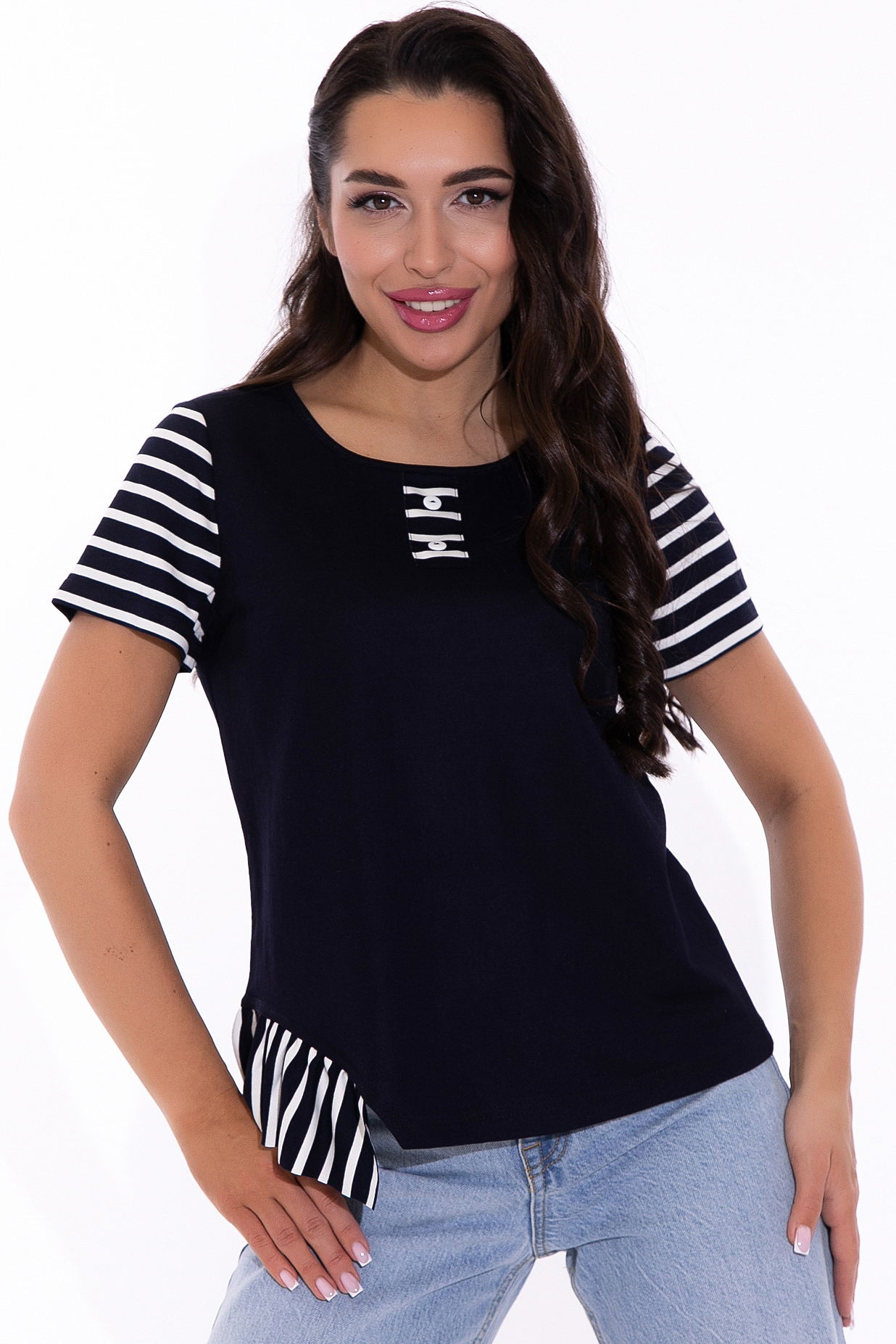 СТ. ЦЕНА 980 руб//Блузон На своем месте (тёмно-синий)