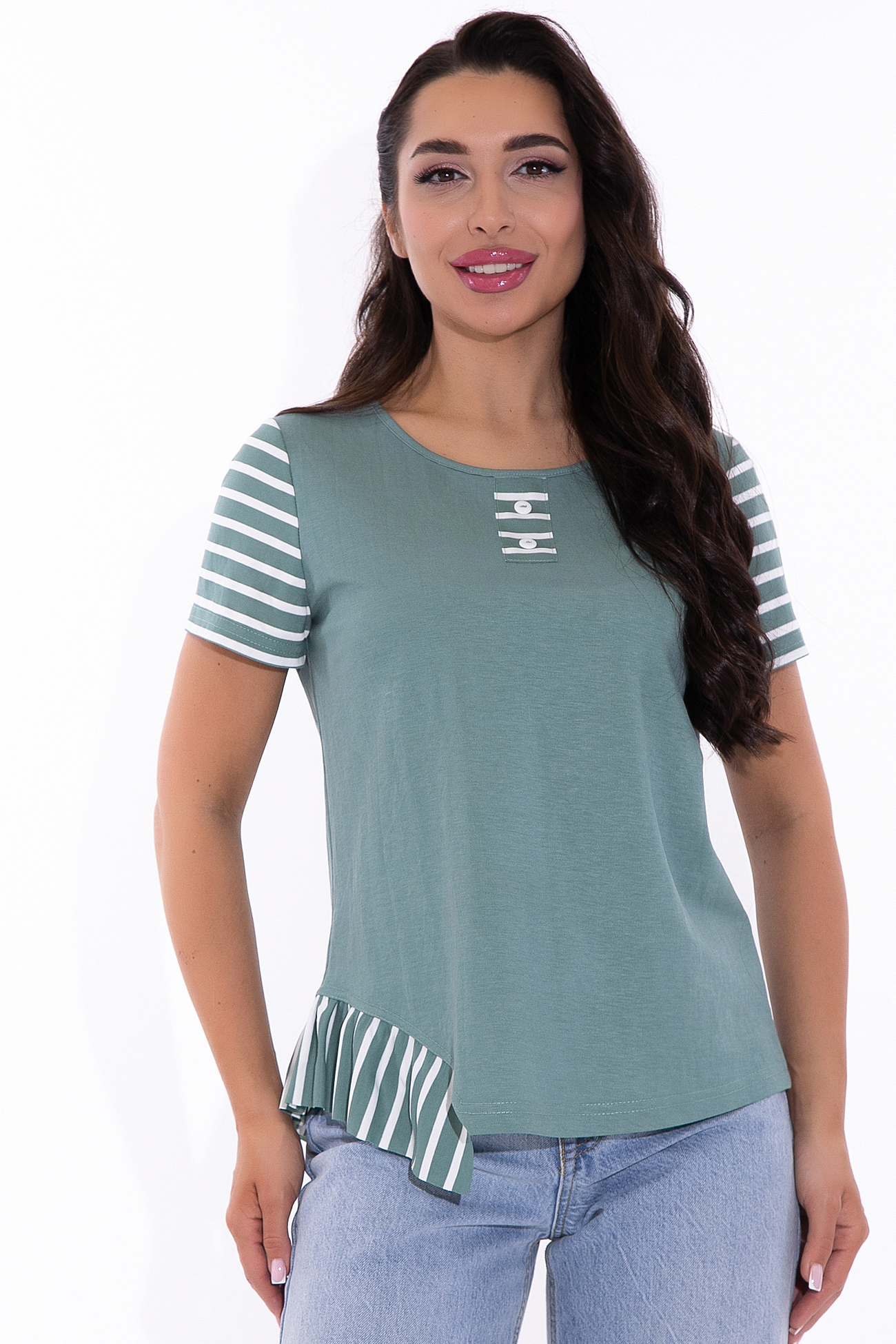 СТ. ЦЕНА 980 руб//Блузон На своем месте (шалфей)