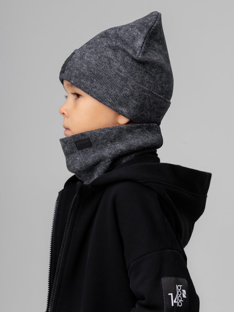 Комплект (шапка, снуд) 13-162MU; графит (черный)