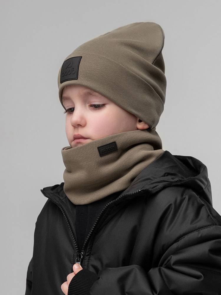 Комплект (шапка, снуд) 13-150MU; светлый хаки (черный)