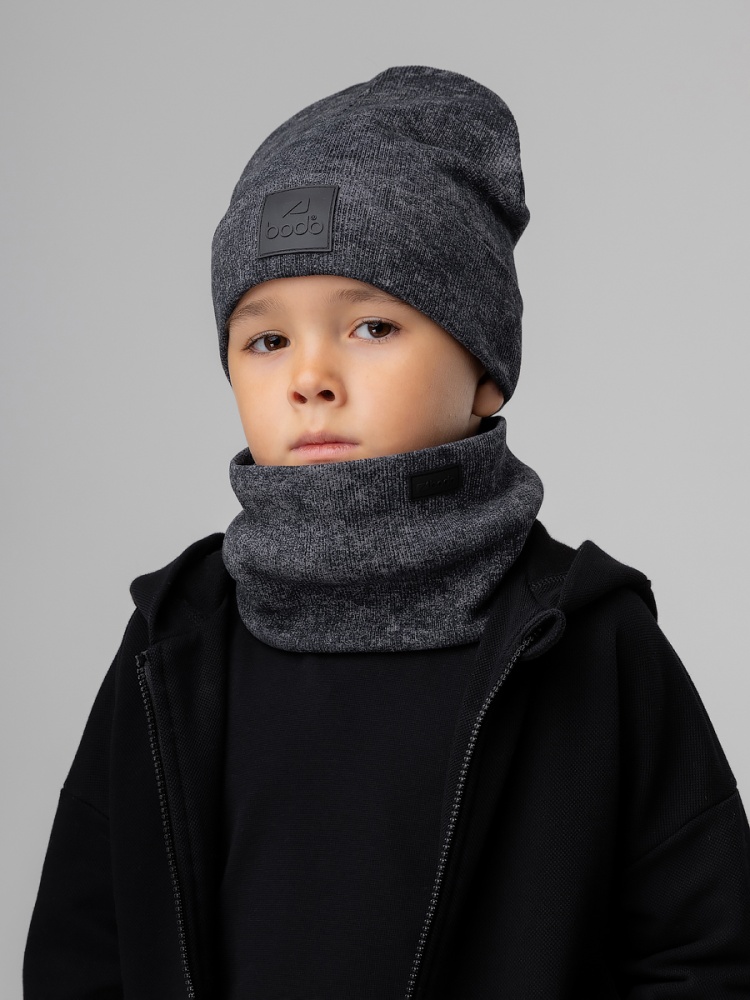 Комплект (шапка, снуд) 13-162MU; графит (черный)