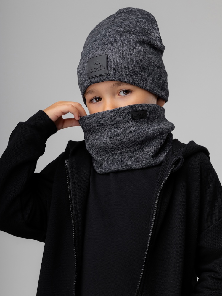 Комплект (шапка, снуд) 13-162MU; графит (черный)