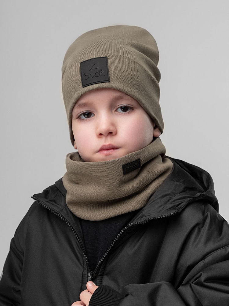 Комплект (шапка, снуд) 13-150MU; светлый хаки (черный)