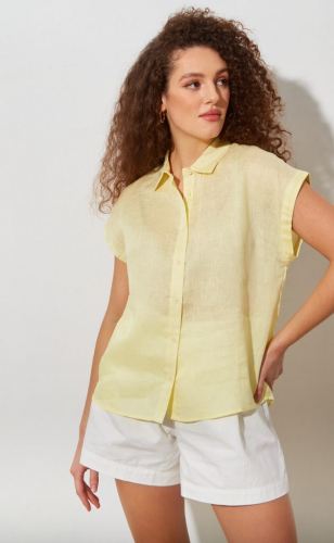 Рубашка лен F212-0441-2 lemon