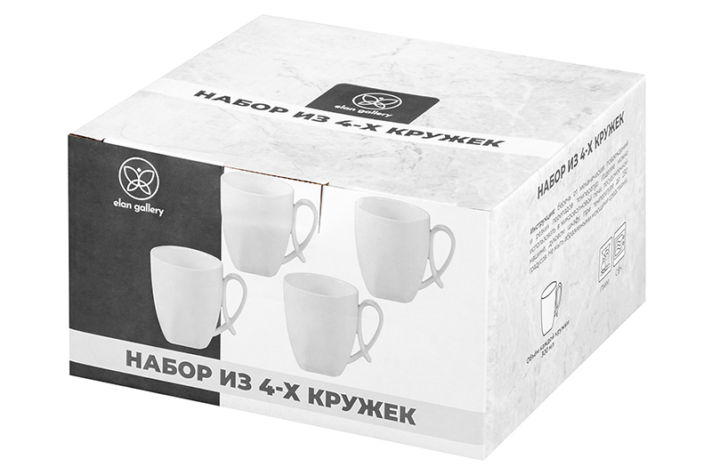 БЫЛО 1005 руб! Набор 4 кружек 300 мл 11*8,3*9,5 см
