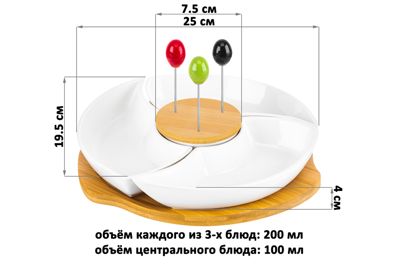 БЫЛО 1487 руб! Менажница 25*25*6 см
