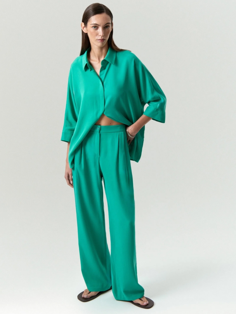 Брюки на резинке из 100% тенсела ,
100% тенсел ,