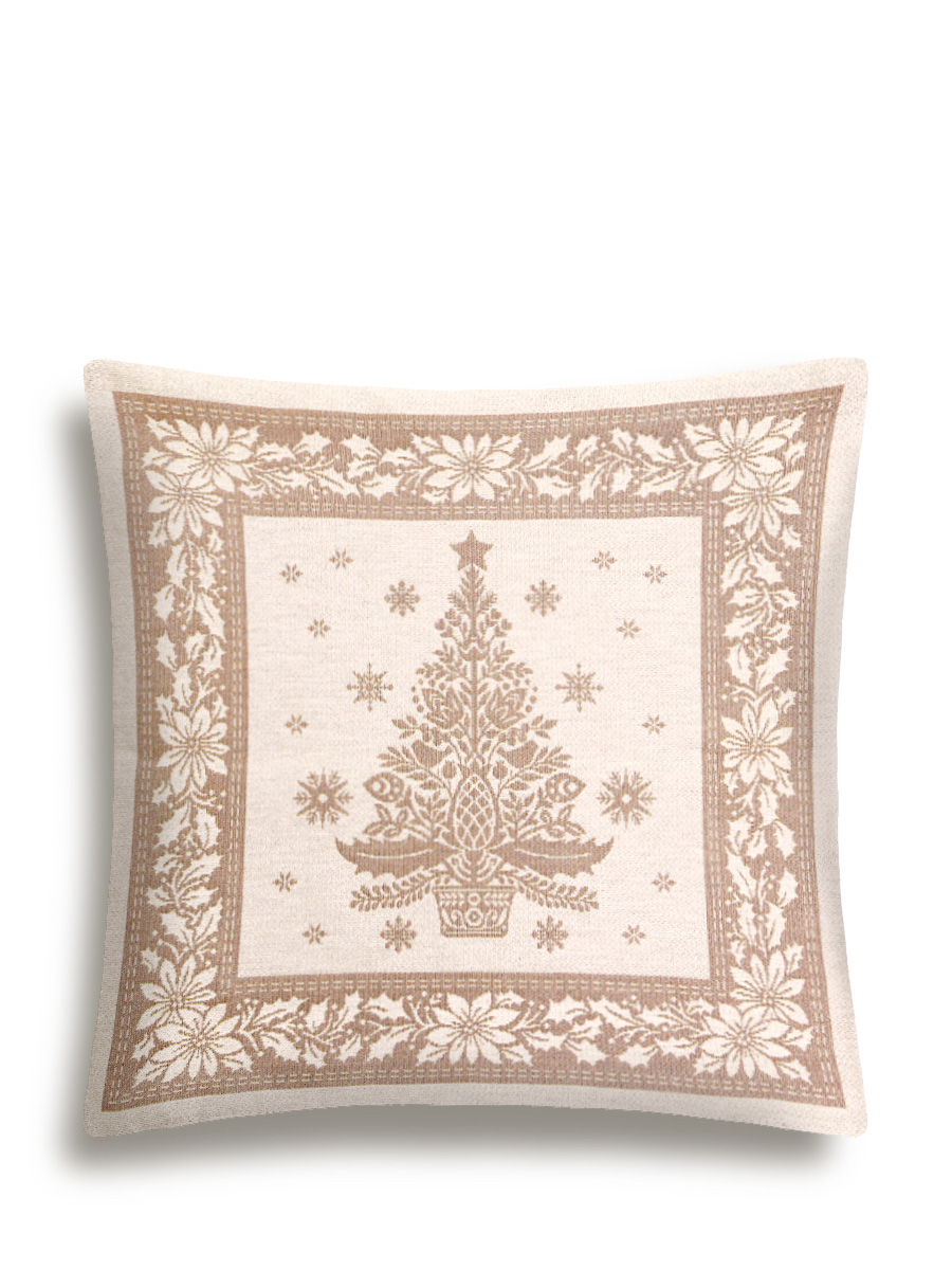 Нидерланды орнамент беж Елка Наволочка 45х45 см 2517804 Люрекс Серебро