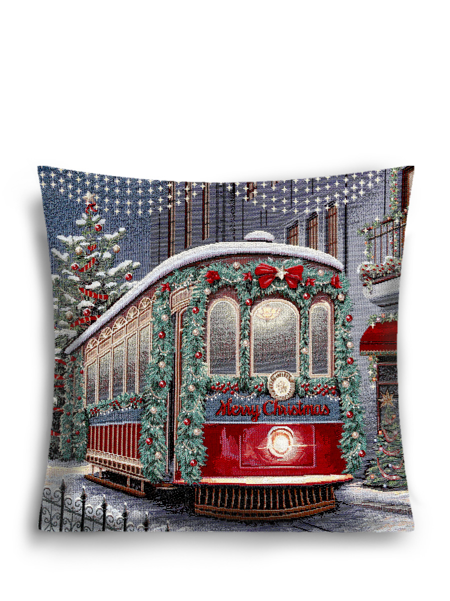 Зима Вена Трамвай Наволочка 45х45 см серебро 2518867 New обр.стор.бордо