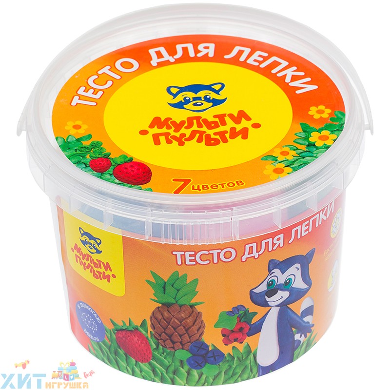Тесто для лепки 7 цв.*60 г, пластиковое ведро