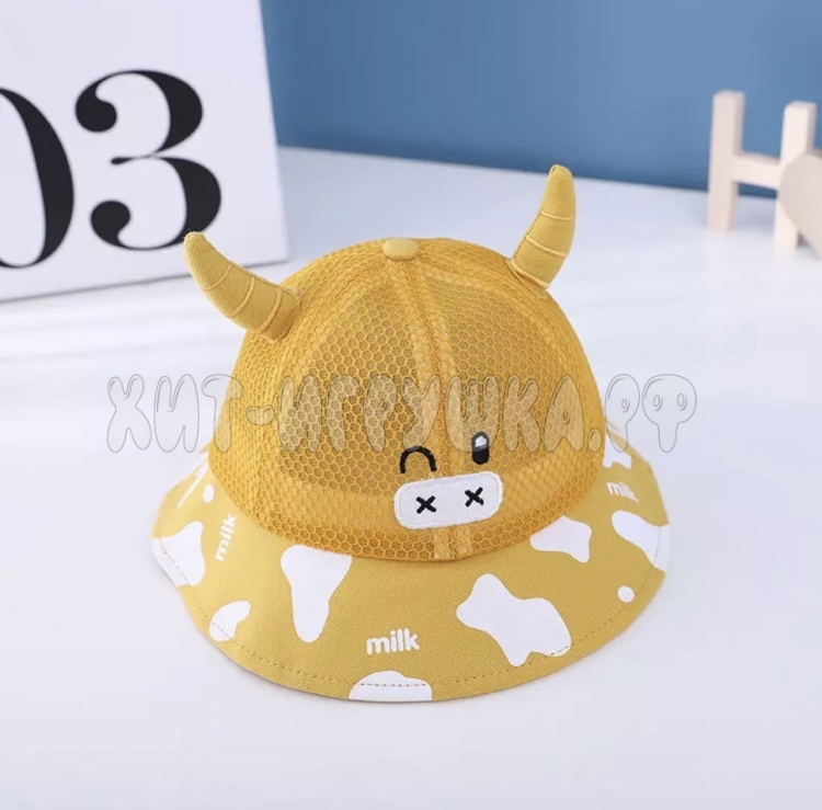 Панама детская на резинке MILK р-р 50, pa_milk_beige, pa_milk_pink, pa_milk_yellow