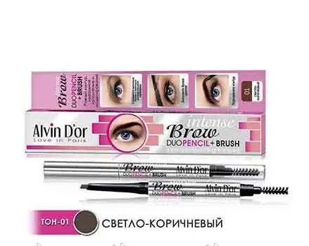 Alvin D`or Карандаш для Бровей P-9 механич.с щеткой, тон 01 (Light Brown/св.коричн).12