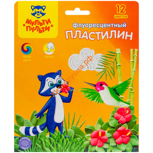 Пластилин восковой флуор. со стеком 8 цв. 120 г 