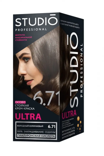 Студио Профешнл 3D ULTRA Крем-Краска д/в тон 6.71 Холодн.коричн.(50/50/15мл).6/50410