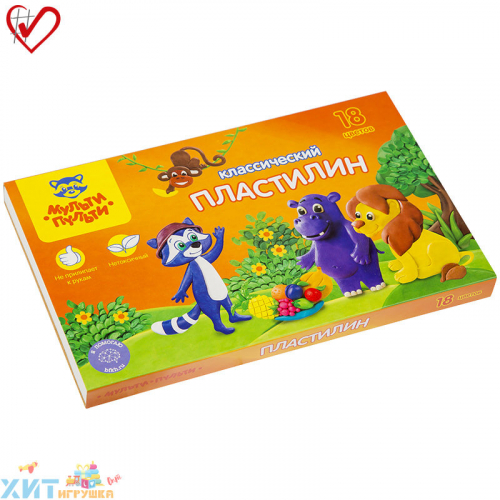 Пластилин 18 цв. 360 г со стеком 