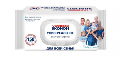 Эконом Smart Салфетки влаж. (150шт) Для всей семьи с клапаном универс. арт-9515