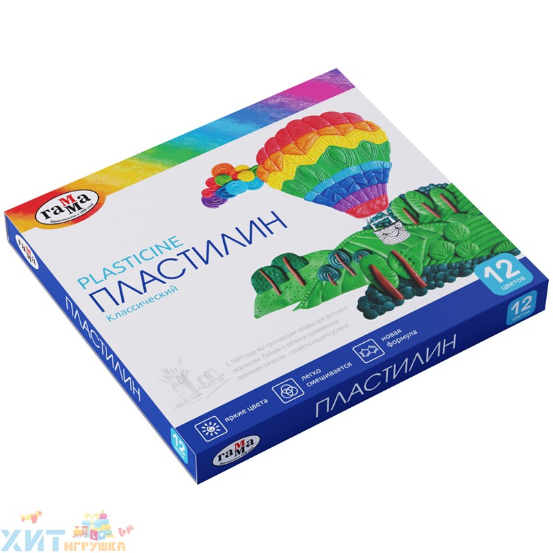 Пластилин 12 цв. 240 г, со стеком