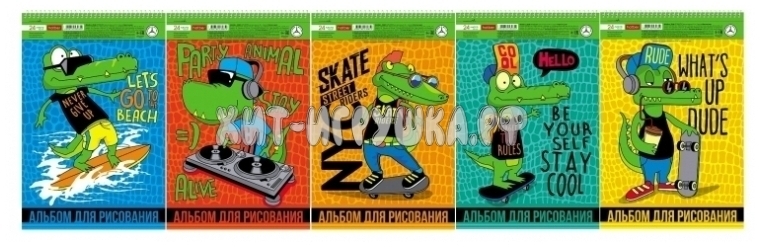 Альбом 24 л. 100г/м2 на гребне Croco Boys в ассортименте Хатбер 24А4Всп, 24А4Всп