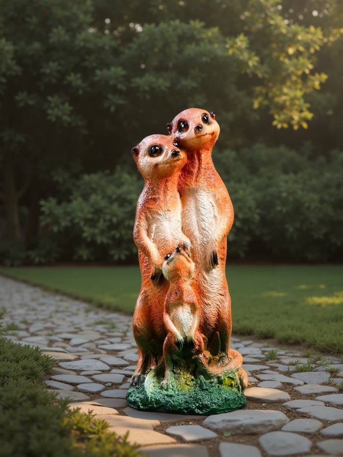 Садовая фигура из гипса «Семья сурикатов», 35×11×9 см
