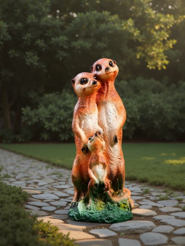 Садовая фигура из гипса «Семья сурикатов», 35×11×9 см