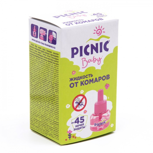 Дополнительный флакон-жидкость от комаров Picnic Baby, с экстрактом ромашки, 45 ночей, 30 мл
