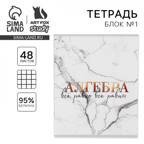 Тетрадь в клетку, предметная, 48 л.,на скрепке, А5 «МРАМОР. Алгебра»