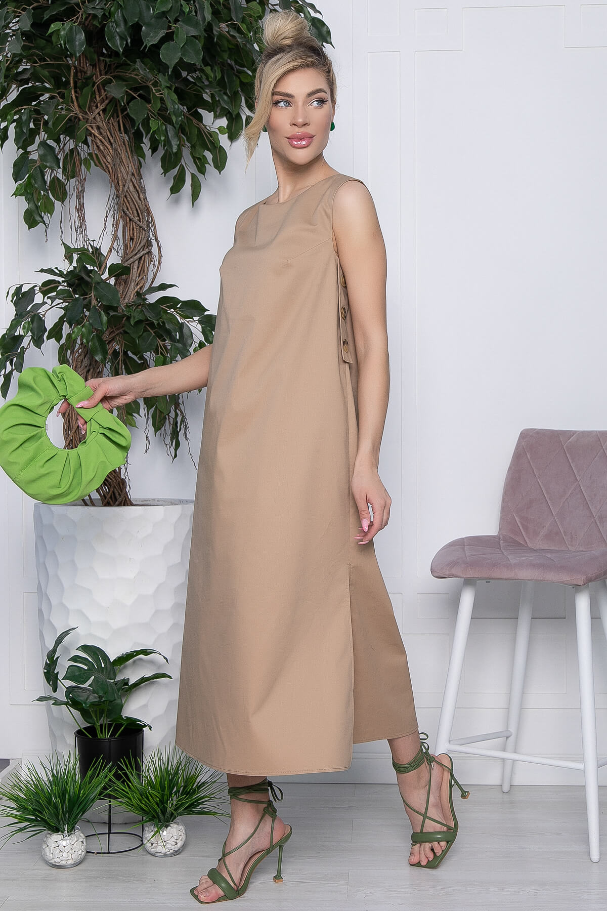 Платье Детали лета (бежевое) П13437-2М
