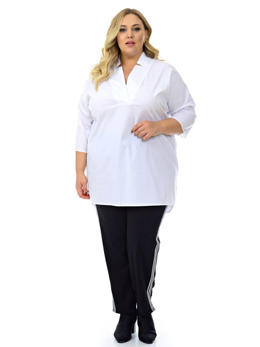 Брюки зауженные, 7/8, с лампасами, черные *