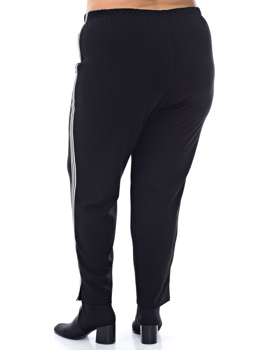 Брюки зауженные, 7/8, с лампасами, черные *