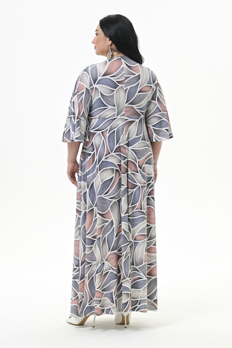 Платье длинное, с разрезом спереди, принт