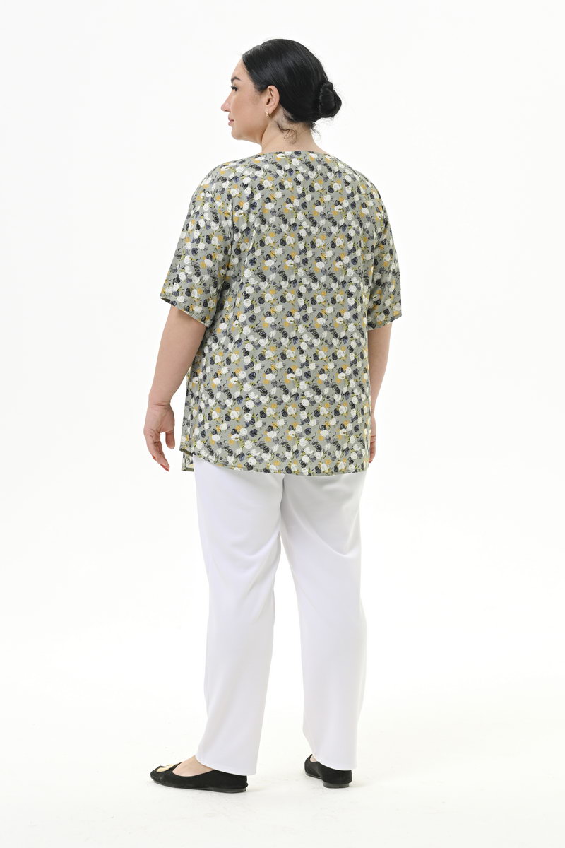 Блуза прямого силуэта, штапель фисташковый *