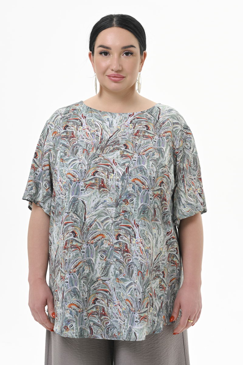 Блуза прямого силуэта, вискоза, принт