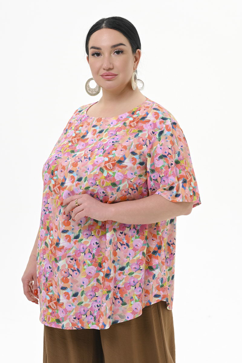 Блуза прямого силуэта, вискоза, принт
