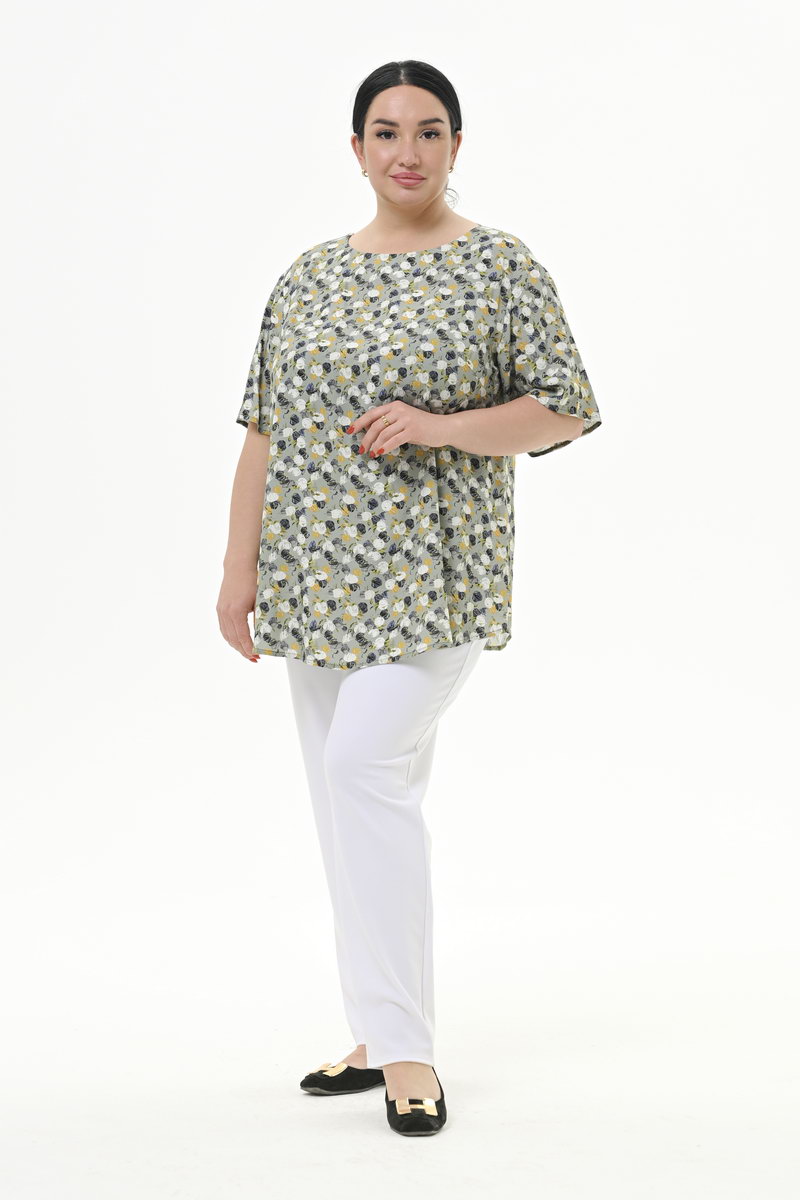 Блуза прямого силуэта, штапель фисташковый *