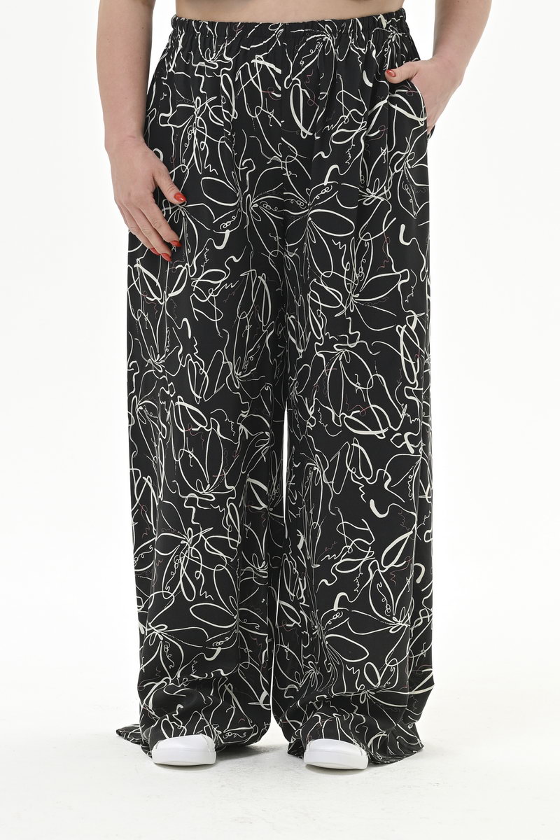 Брюки широкие из вискозы, принт