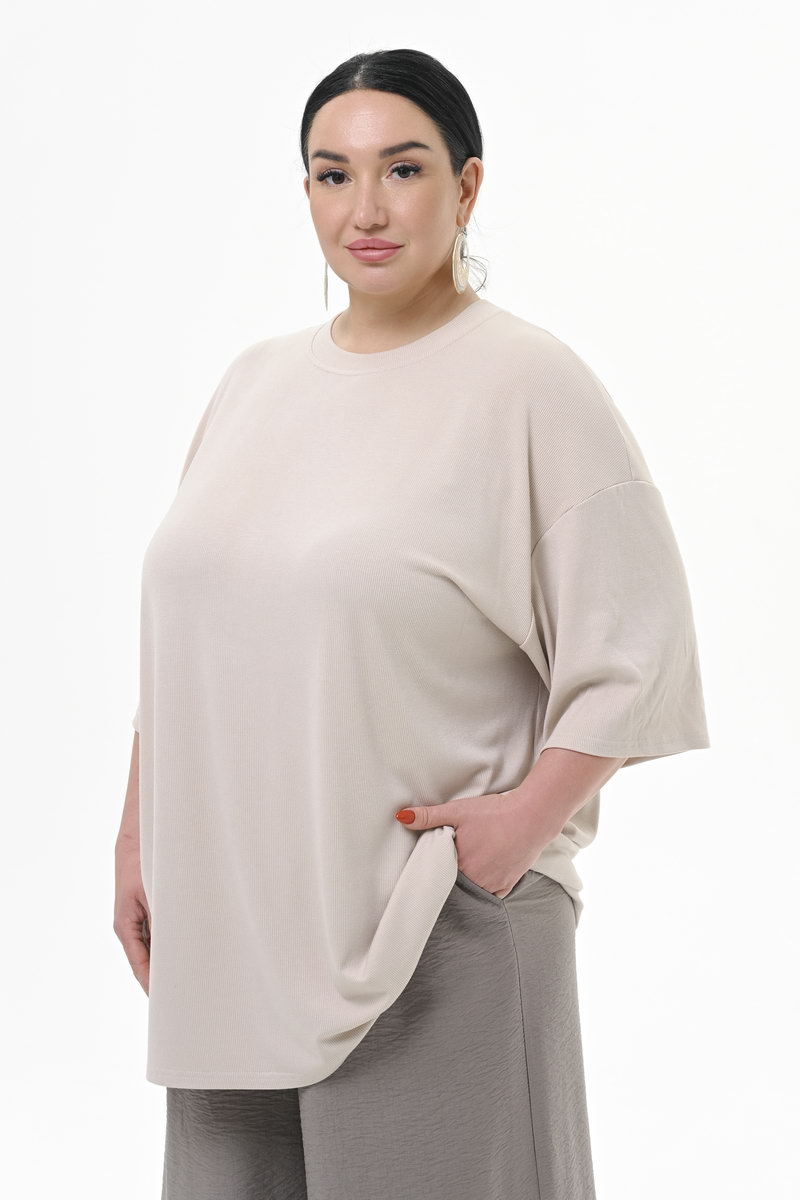 Футболка из вискозы с эластаном в рубчик, цвет