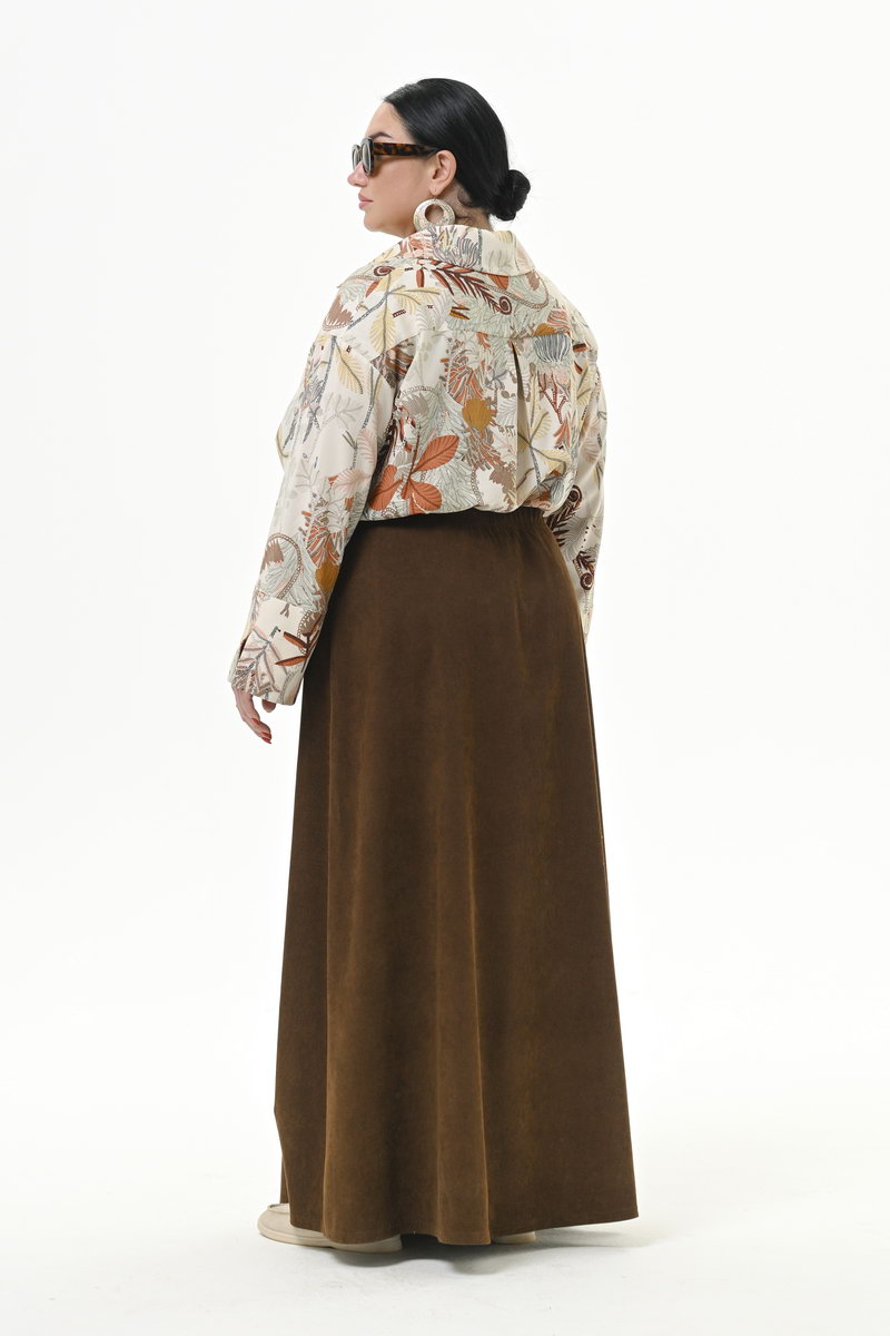 Юбка длинная А-силуэта, из вельвета, на подкладке, цвет