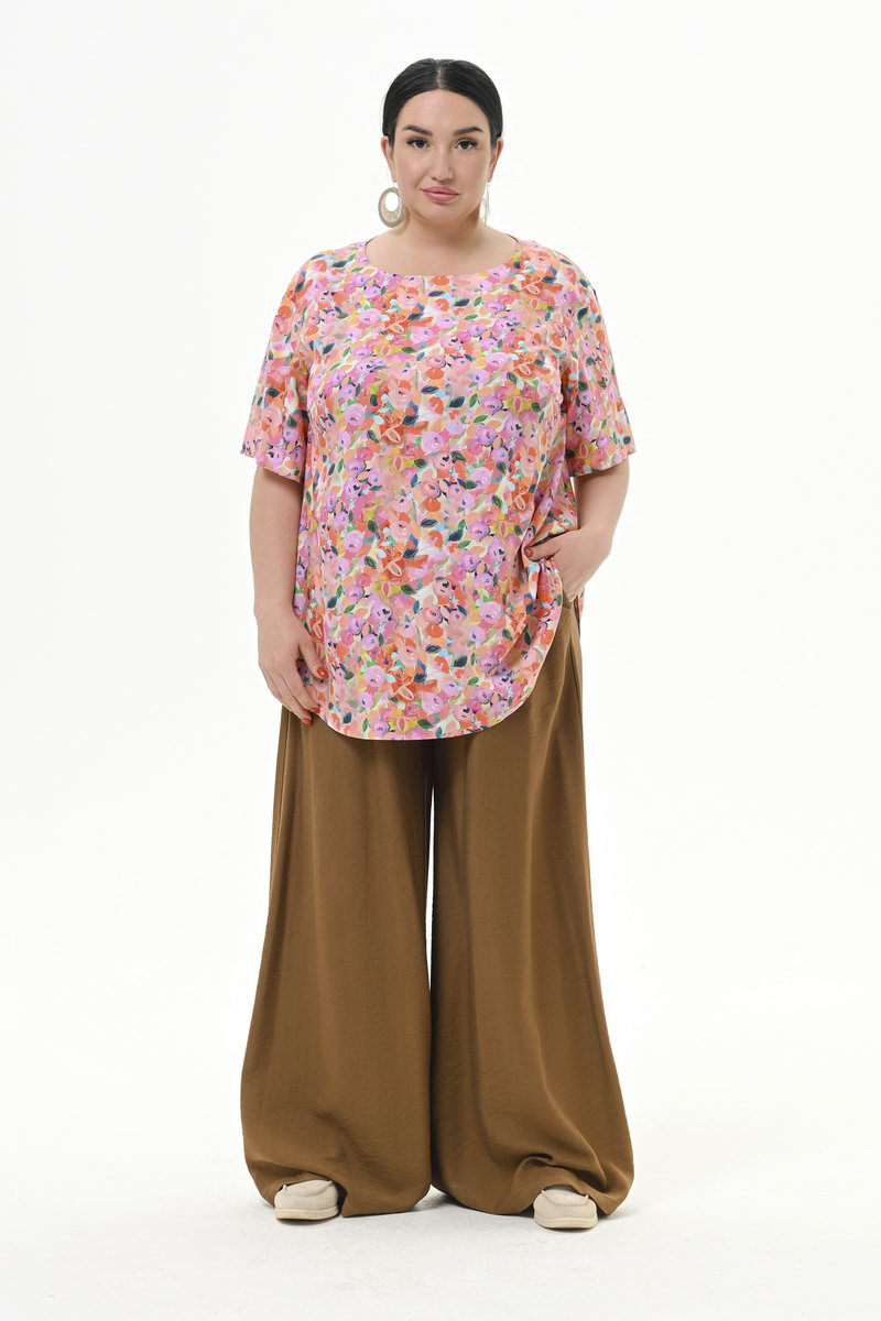 Блуза прямого силуэта, вискоза, принт