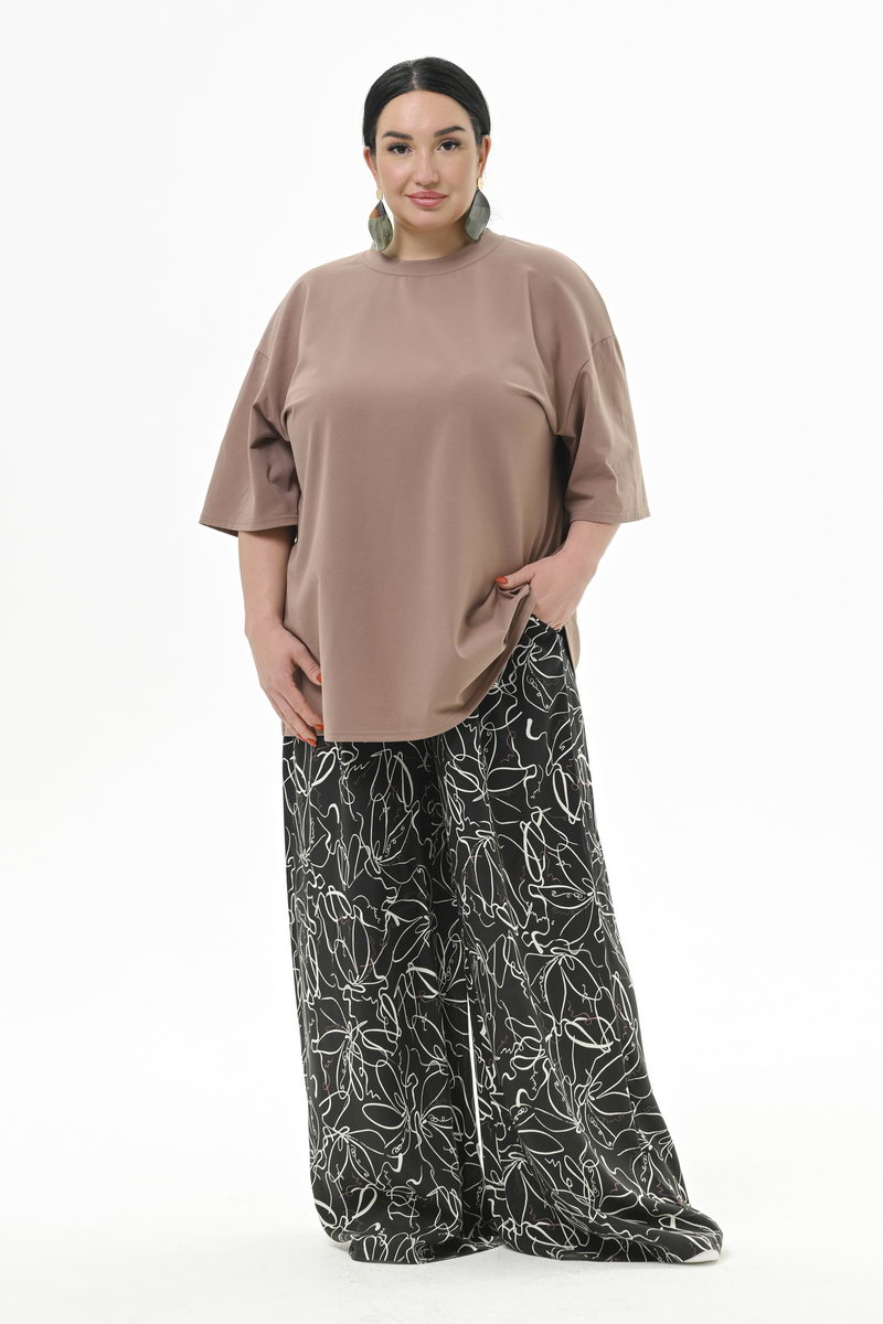 Брюки широкие из вискозы, принт